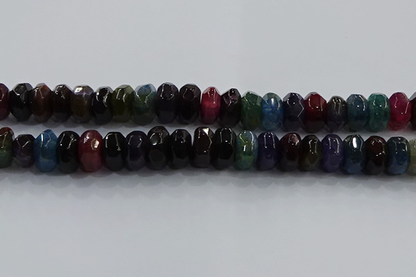 CAG9771 15.5 inches 8*16mm faceted rondelle agate gemstone beads