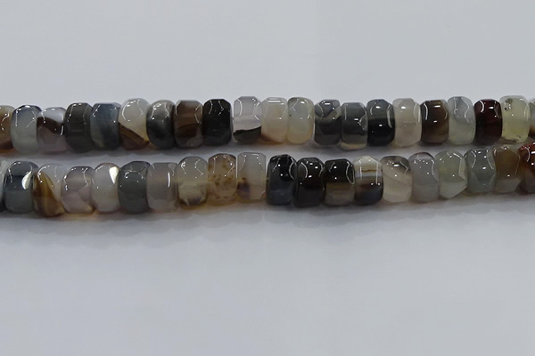 CAG9775 15.5 inches 8*16mm faceted rondelle agate gemstone beads
