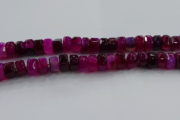 CAG9779 15.5 inches 8*16mm faceted rondelle agate gemstone beads