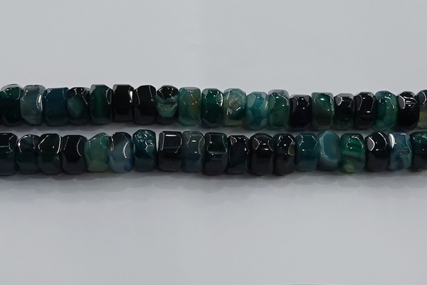 CAG9784 15.5 inches 8*16mm faceted rondelle agate gemstone beads