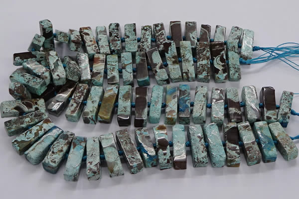 CAG9798 15.5 inches 9*25mm - 10*35mm cuboid ocean agate beads