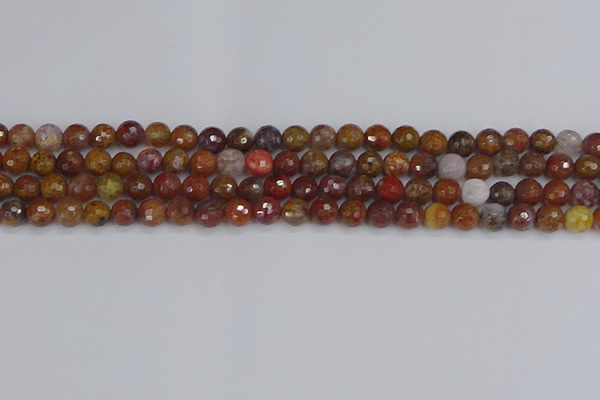 CAG9845 15.5 inches 4mm faceted round red moss agate beads