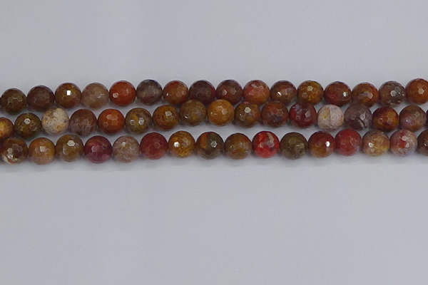 CAG9847 15.5 inches 8mm faceted round red moss agate beads