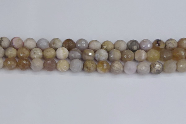 CAG9855 15.5 inches 10mm faceted round ocean fossil agate beads