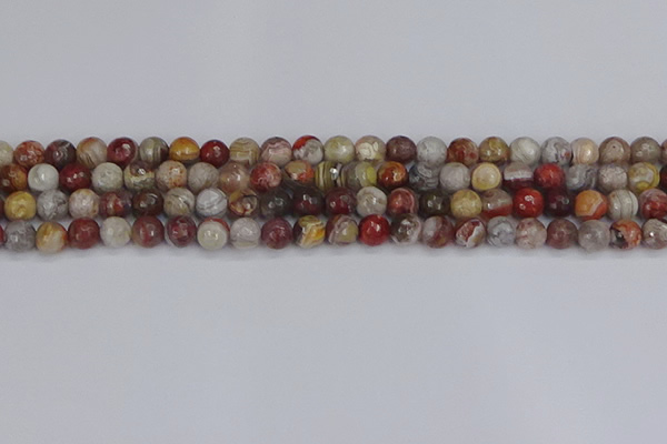 CAG9861 15.5 inches 6mm faceted round Mexican crazy lace agate beads