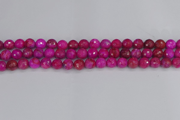 CAG9877 15.5 inches 8mm faceted round fuchsia crazy lace agate beads