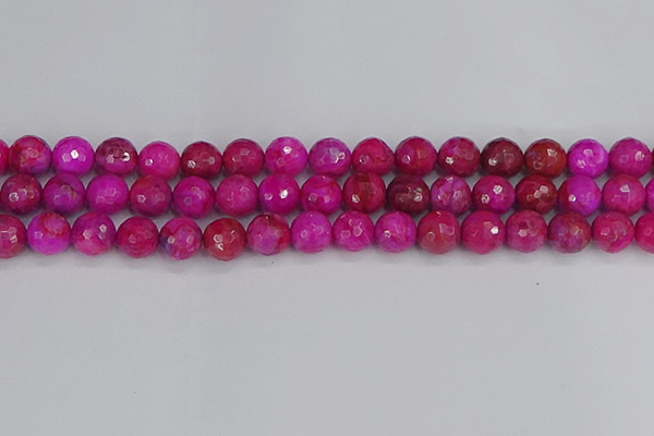 CAG9878 15.5 inches 10mm faceted round fuchsia crazy lace agate beads