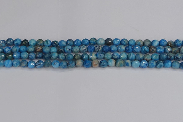 CAG9882 15.5 inches 4mm faceted round blue crazy lace agate beads