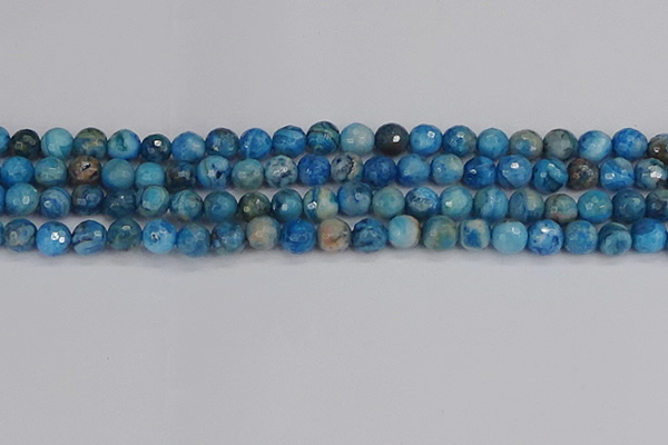 CAG9883 15.5 inches 6mm faceted round blue crazy lace agate beads
