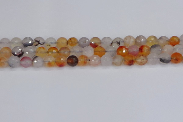 CAG9891 15.5 inches 8mm faceted round dendritic agate beads