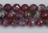 CAG9904 15.5 inches 6mm faceted round red lightning agate beads