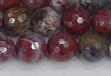 CAG9906 15.5 inches 10mm faceted round red lightning agate beads