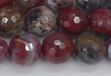 CAG9907 15.5 inches 12mm faceted round red lightning agate beads