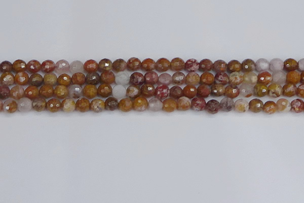 CAG9911 15.5 inches 6mm faceted round red moss agate beads