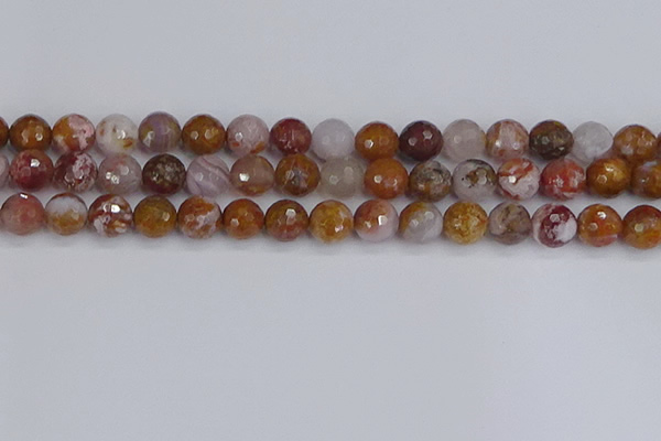 CAG9913 15.5 inches 10mm faceted round red moss agate beads