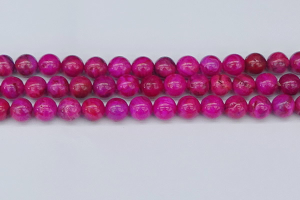 CAG9928 15.5 inches 12mm round fuchsia crazy lace agate beads