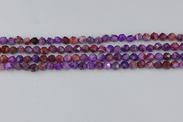 CAG9945 15.5 inches 6mm faceted nuggets purple crazy lace agate beads