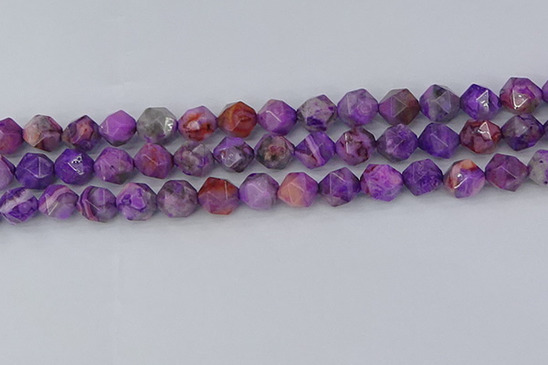 CAG9947 15.5 inches 10mm faceted nuggets purple crazy lace agate beads