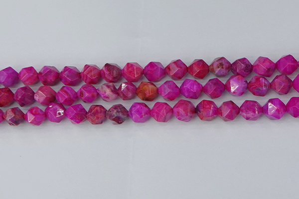 CAG9953 15.5 inches 10mm faceted nuggets fuchsia crazy lace agate beads