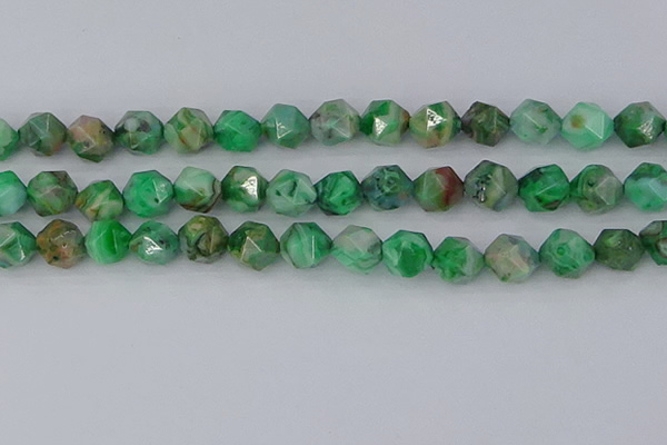 CAG9966 15.5 inches 12mm faceted nuggets green crazy lace agate beads