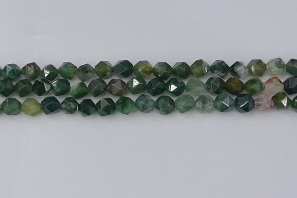 CAG9970 15.5 inches 8mm faceted nuggets moss agate beads