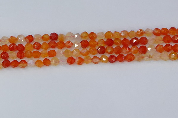 CAG9975 15.5 inches 6mm faceted nuggets red agate beads