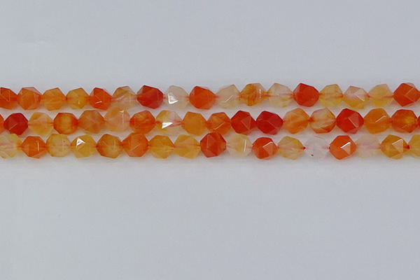 CAG9976 15.5 inches 8mm faceted nuggets red agate beads