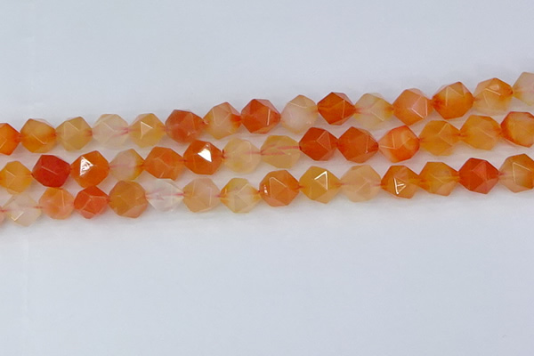CAG9977 15.5 inches 10mm faceted nuggets red agate beads