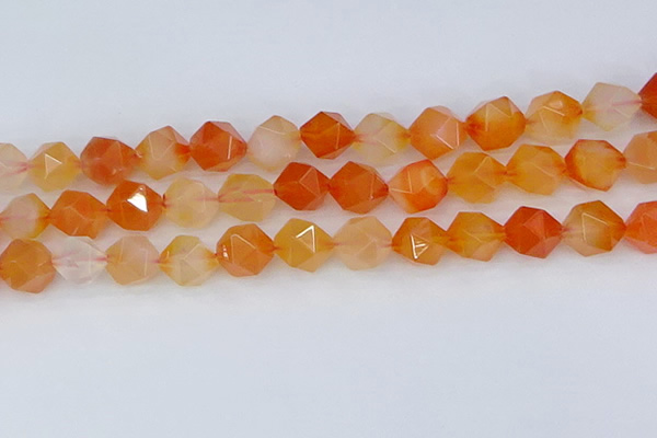 CAG9978 15.5 inches 12mm faceted nuggets red agate beads