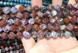CAG9988 15.5 inches 8mm faceted nuggets red lightning agate beads