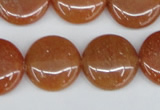 CAJ166 15.5 inches 20mm flat round red aventurine jade beads