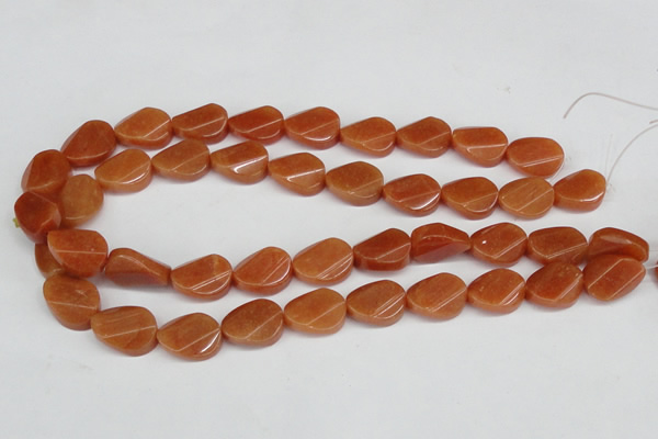 CAJ172 15.5 inches 13*18mm twisted oval red aventurine jade beads