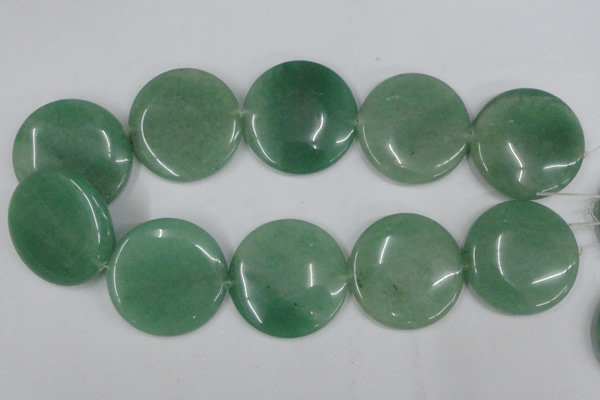 CAJ306 15.5 inches 40mm flat round green aventurine jade beads