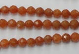 CAJ361 15.5 inches 6mm faceted round red aventurine beads wholesale