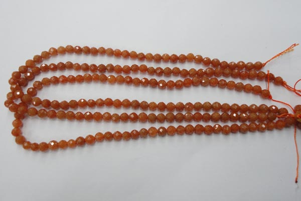 CAJ361 15.5 inches 6mm faceted round red aventurine beads wholesale