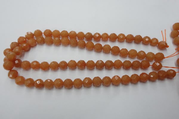 CAJ363 15.5 inches 10mm faceted round red aventurine beads wholesale