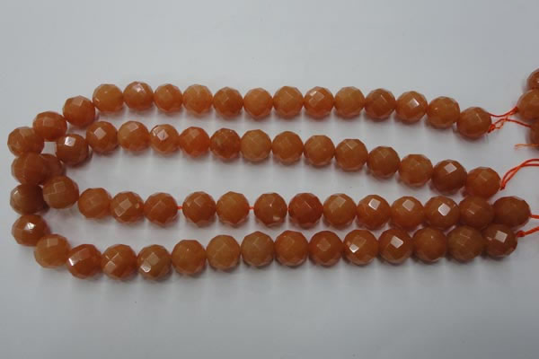 CAJ365 15.5 inches 14mm faceted round red aventurine beads wholesale