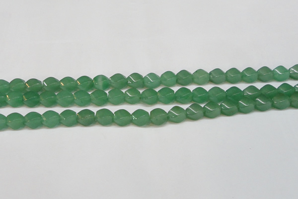 CAJ664 15.5 inches 8*10mm twisted rice green aventurine beads