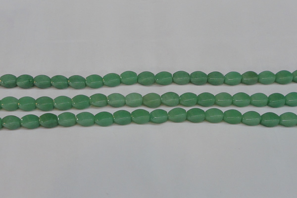 CAJ665 15.5 inches 8*12mm twisted rice green aventurine beads