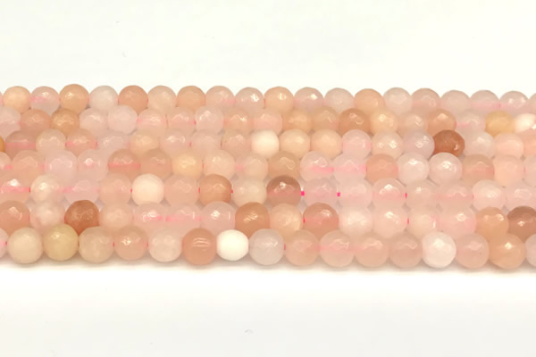 CAJ820 15 inches 6mm faceted round pink aventurine beads