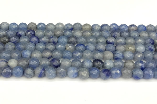 CAJ825 15 inches 6mm faceted round blue aventurine beads