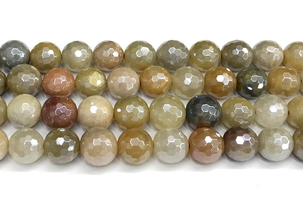 CAJ873 15 inches 12mm faceted round AB-color jade beads