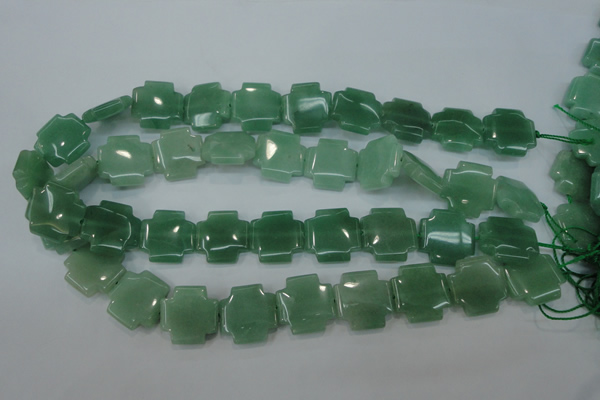 CAJ88 15.5 inches 20*20mm cross green aventurine beads wholesale