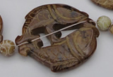 CAL30 14.5 inches 54*56mm carved fish agalmatolite beads