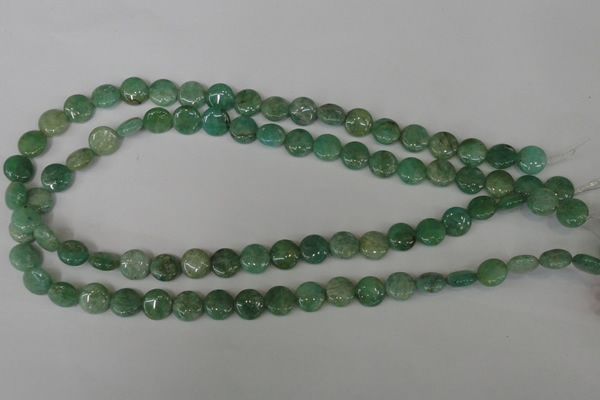 CAM1015 15.5 inches 10mm flat round natural Russian amazonite beads