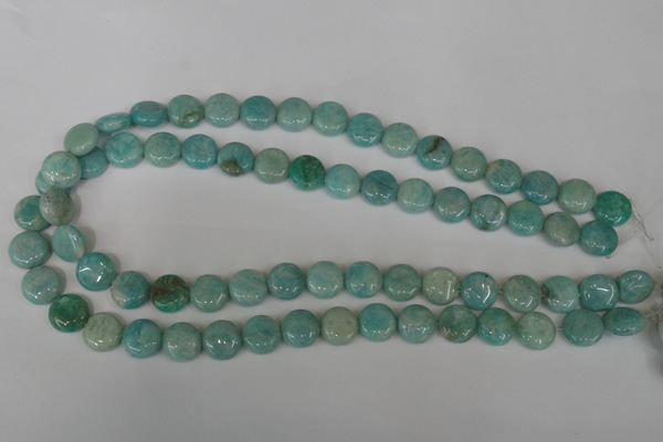 CAM1017 15.5 inches 12mm flat round natural Russian amazonite beads