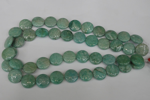 CAM1019 15.5 inches 18mm flat round natural Russian amazonite beads