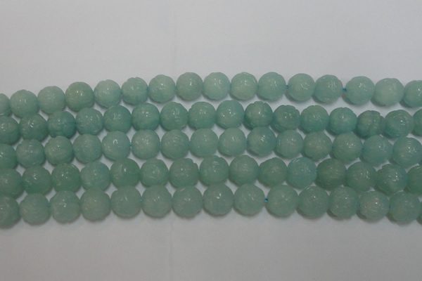 CAM1123 15.5 inches 10mm carved round amazonite beads wholesale