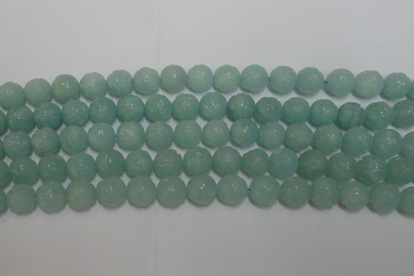 CAM1124 15.5 inches 12mm carved round amazonite beads wholesale