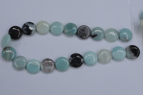 CAM123 15.5 inches 20mm flat round amazonite gemstone beads